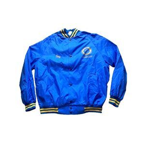 VTG Rotary International Jacket Adult Large Blue Snaps Tony Windbreaker 70s Mens